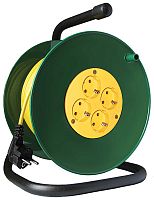 Удлинитель силовой на катушке 4 гнезда с заземлением СОЮЗ ПВС (3х0,75мм) 2200Вт 30м