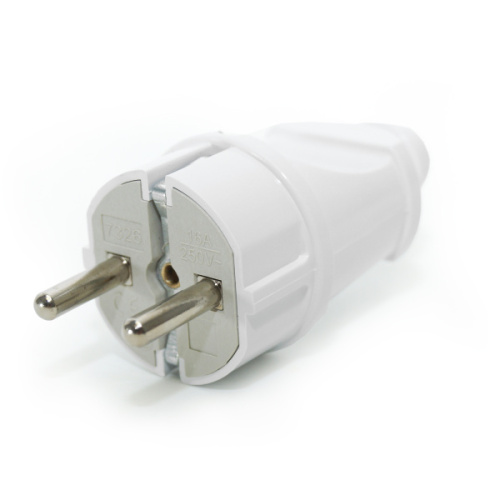 Вилка электрическая евро (с заземлением), 16А бел. Вилка электрическая евро (с заземлением), 16А бел.