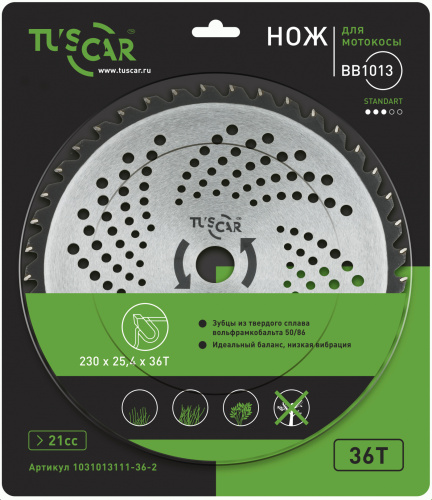 Нож для мотокосы TUSCAR BB1013, Standart, 230x25,4x36T, Classic фото 2