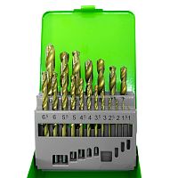 Сверла в наборе по металлу 19 шт Ø1-10/шаг 0,5 мм с покрытием TiN